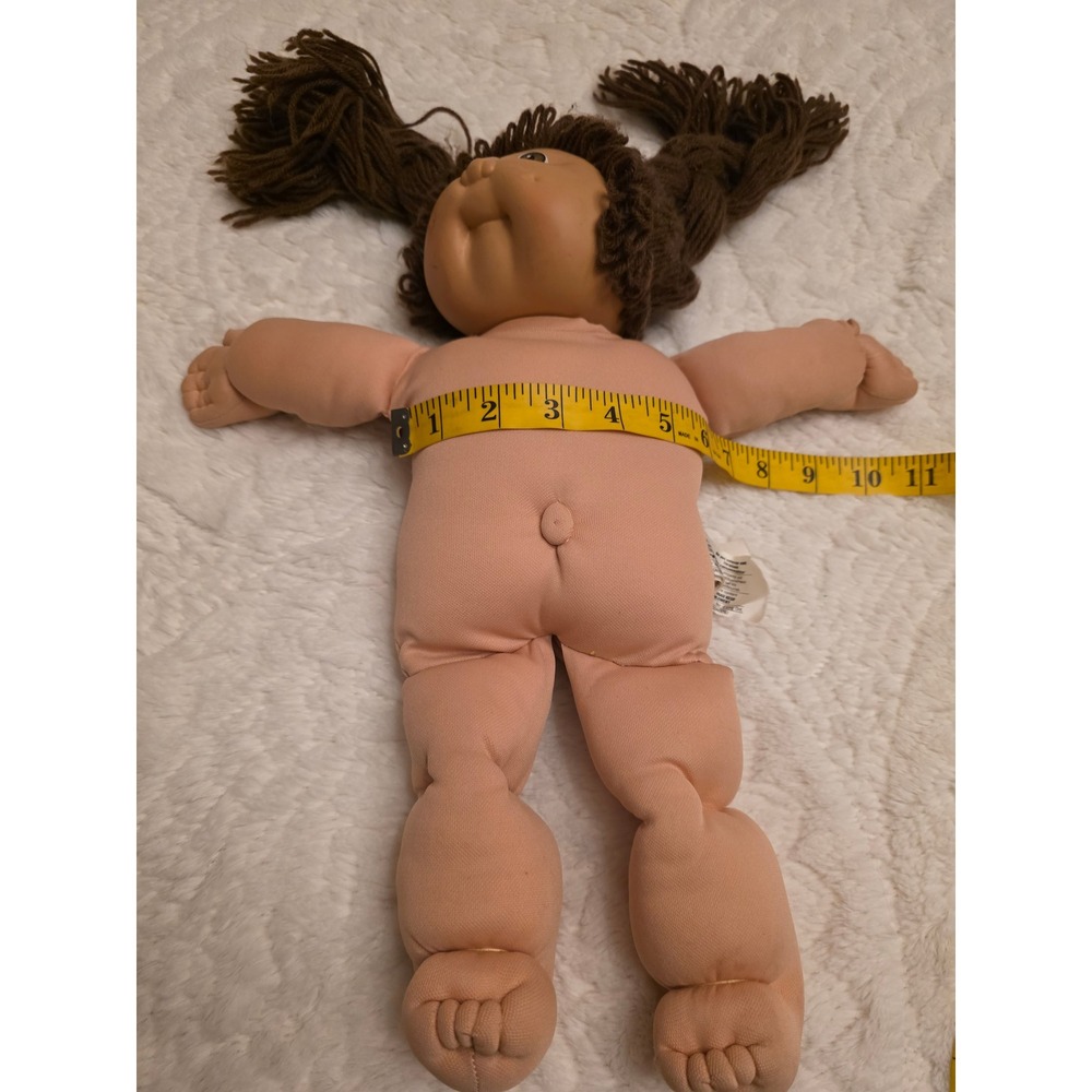 Vintage 1982 Cabbage Patch Kids Doll Brown Hair Yarn Pigtails Green Sleeper 80s - Picture 16 of 16